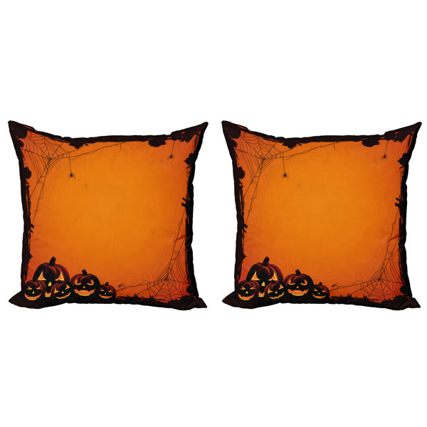 Halloween-Kissenbezüge Set – 2 Stück, 45,7x45,7 Cm, Bestickt Mit Geistern & Kürbissen